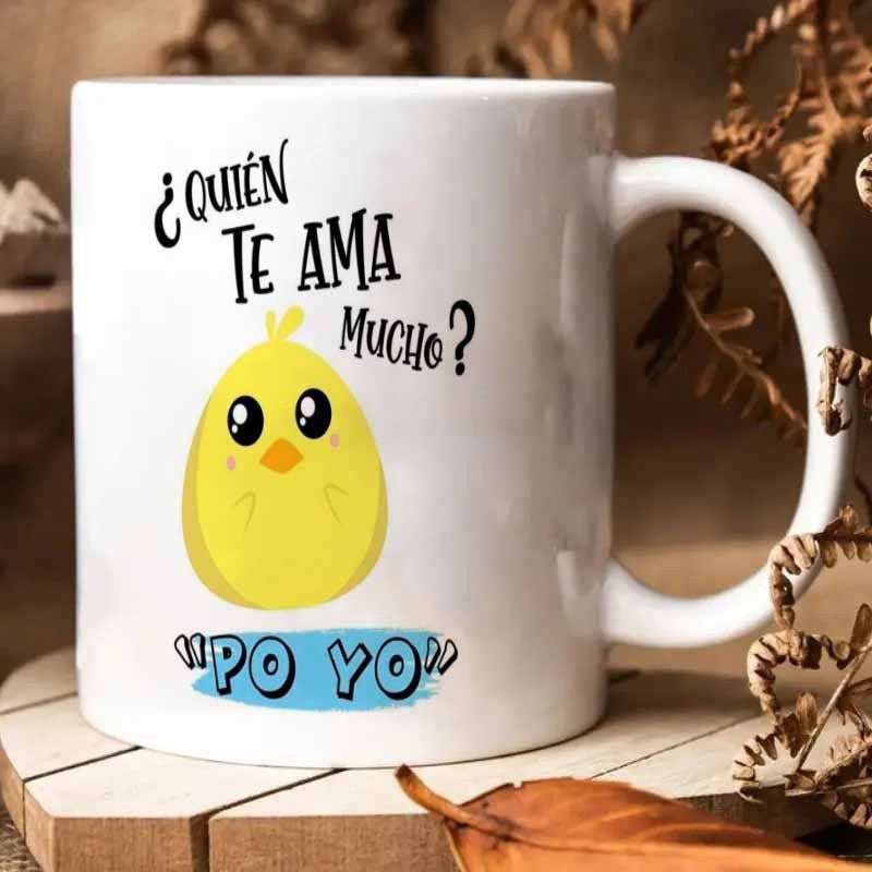 Tailorly White Ceramic 11 oz Mug - Adorable Round Yellow Bird With Tiny Beak And Sweet Expression Chick