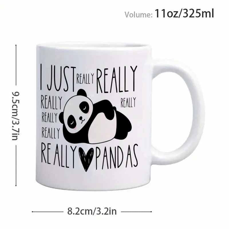 Tailorly White Ceramic 11 oz Mug - I Just Really Really Really Really Really Really Pandas Adorable Cartoon Panda Resting Peacefully In A Minimalist Sketch Style