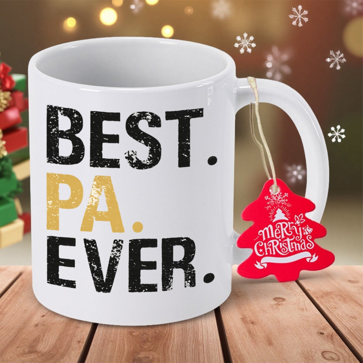 Tailorly White Ceramic 11 oz Mug - Best Pa Ever Classic White Ceramic Background With Bold Distressed Vintage Style Lettering Mug