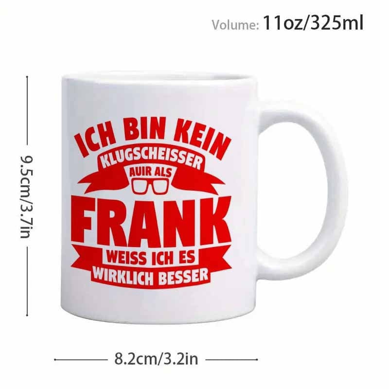 Tailorly White Ceramic 11 oz Mug - Bold Red Typography Design With Minimalist Rectangular Frames Beverage Drinking Mug