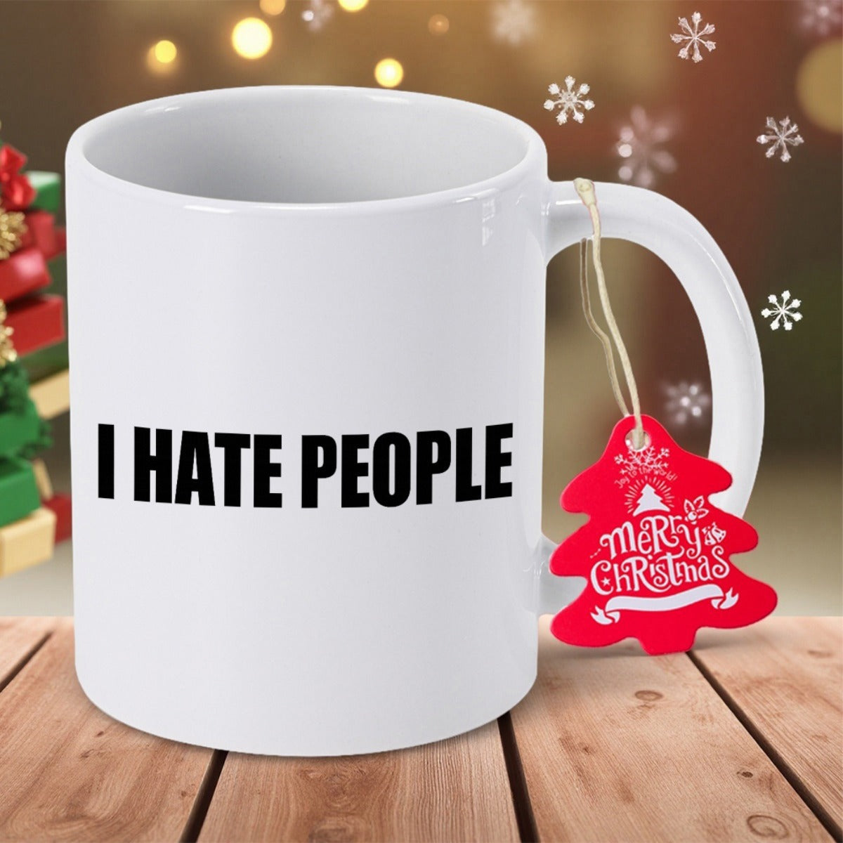 Tailorly White Ceramic 11 oz Mug - I Hate People Simple With Bold Black Sans Serif Letters Mug