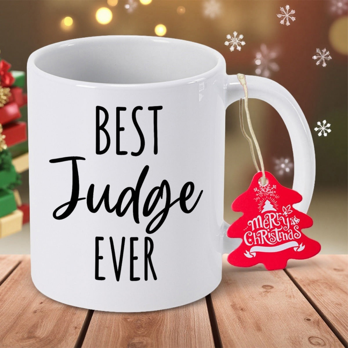 Tailorly White Ceramic 11 oz Mug - Best Judge Ever Elegant White Ceramic With Minimalist Black Script Text Professional Gift Mug