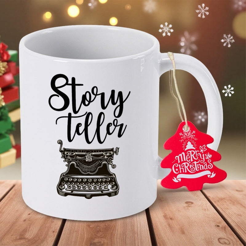 Tailorly White Ceramic 11 oz Mug - Story Teller Vintage Antique Writing Machine With Classic Retro Mechanical Keys Typewriter