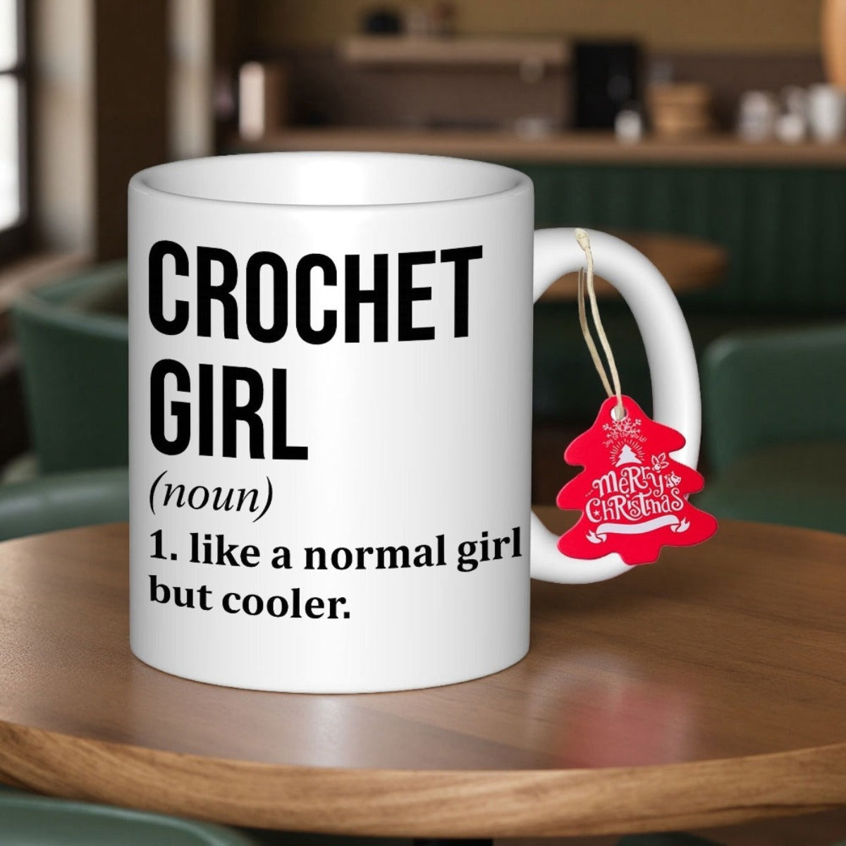 Tailorly White Ceramic 11 oz Mug - Crochet Girl Like A Normal Girl But Cooler Minimalist Ceramic Surface Featuring Bold Black Lettering For Craft Enthusiasts Mug