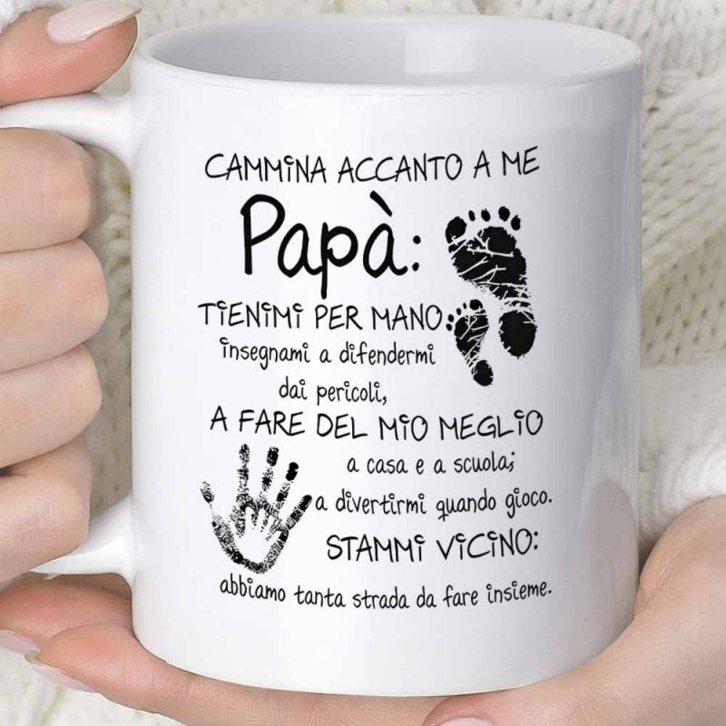 Tailorly White Ceramic 11 oz Mug - Small Handprints And Tiny Feet Symbolizing Family Bond Footprint
