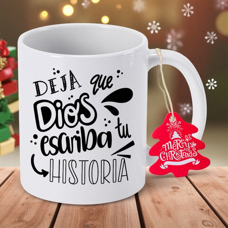 Tailorly White Ceramic 11 oz Mug - Merry Christmas Minimalist White Ceramic With Artistic Black Script And Small Decorative Symbols Mug
