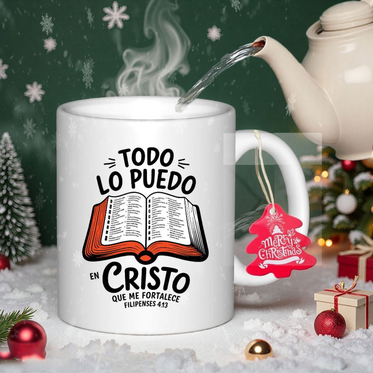 Tailorly White Ceramic 11 oz Mug - Open Illustrated Religious Scripture With Radiant Hand Drawn Lines Bible