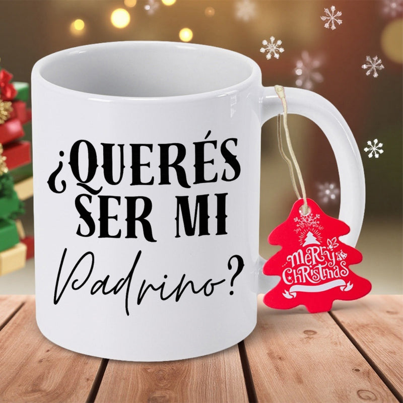 Tailorly White Ceramic 11 oz Mug - Elegant White Ceramic Vessel With Festive Red Christmas Tree Tag Decoration Mug