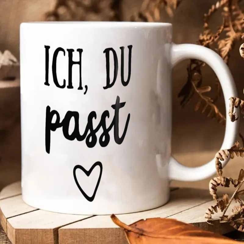 Tailorly White Ceramic 11 oz Mug - Simple Hand Drawn Minimalist Outlined With Black Ink Stroke Heart