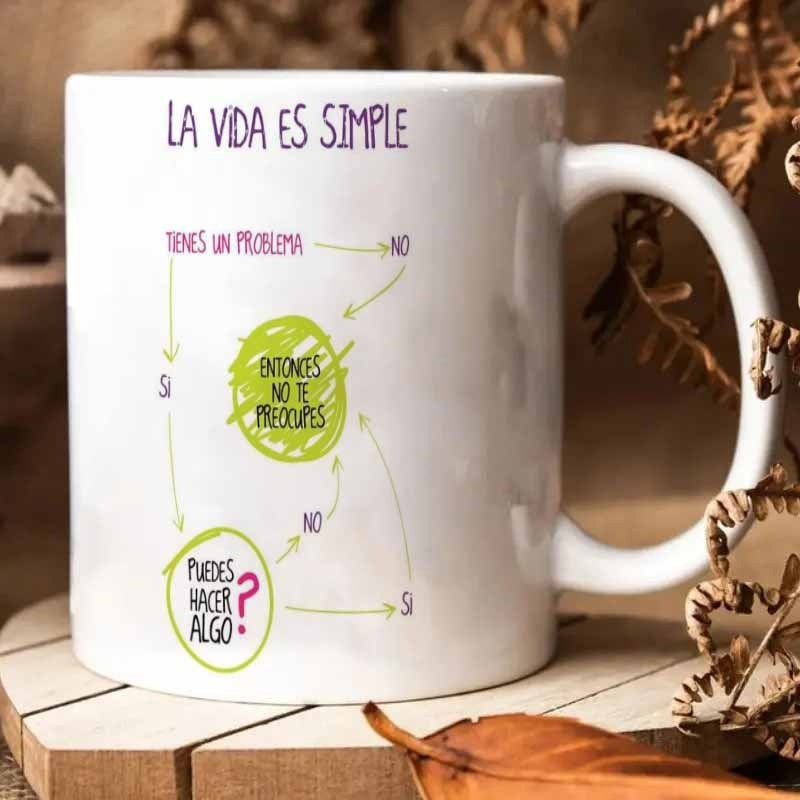 Tailorly White Ceramic 11 oz Mug - Motivational Logic Arrows And Circles Forming A Simple Life Diagram
