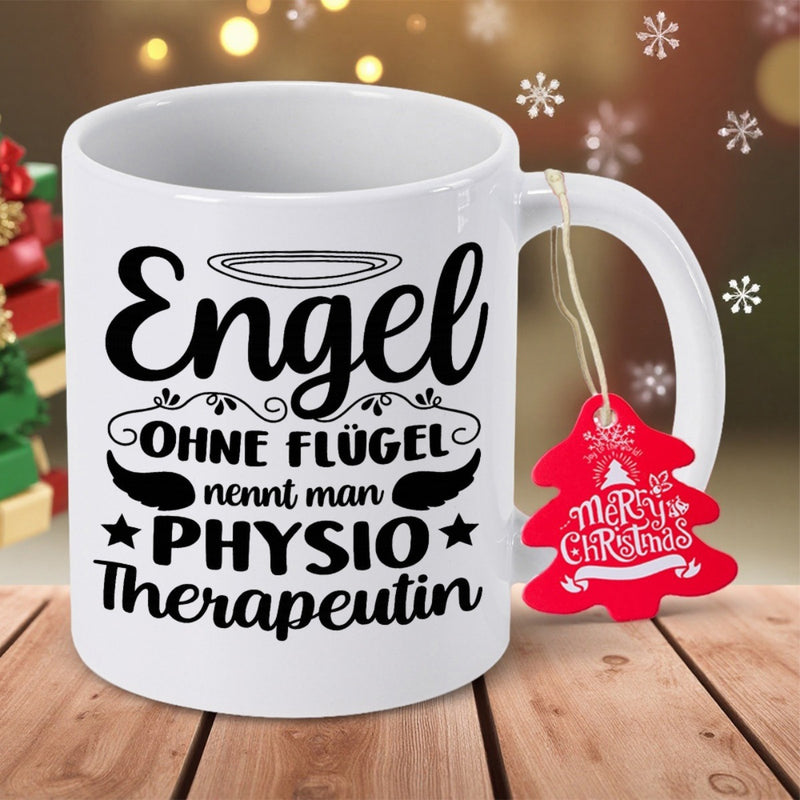 Tailorly White Ceramic 11 oz Mug - Merry Christmas Minimalist With Black Script And Angelic Wing Details Mug