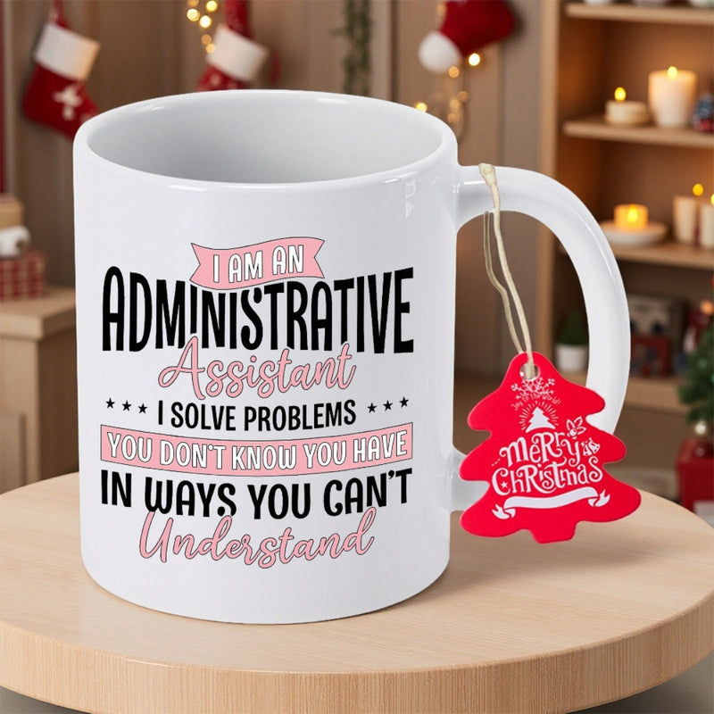 Tailorly White Ceramic 11 oz Mug - I Am An Administrative Assistant I Solve Problems You Don't Know You Have In Ways You Can't Understand White Ceramic Cup With