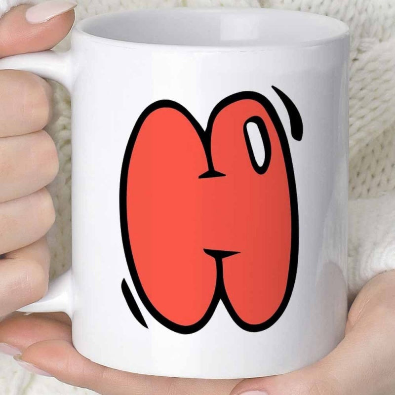 Tailorly White Ceramic 11 oz Mug - H Bold Vibrant Red Bubble Style Graffiti Alphabet Character With Outlines Letter H