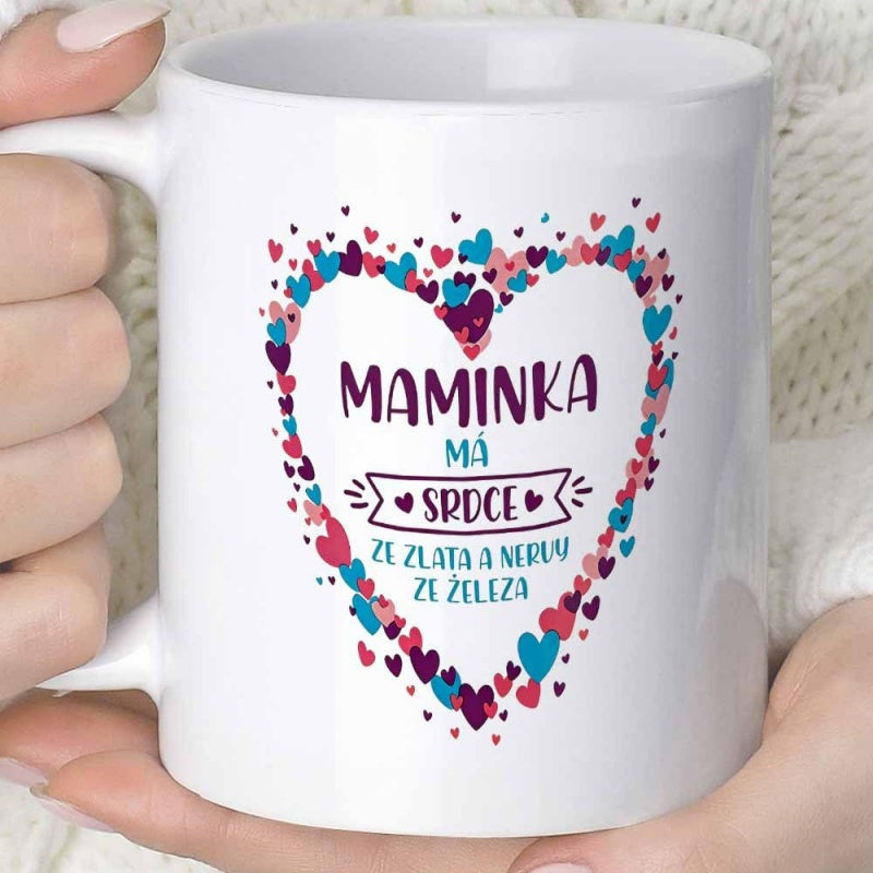 Tailorly White Ceramic 11 oz Mug - Colorful Tiny Hearts Forming A Large Frame Around Sentimental Heart