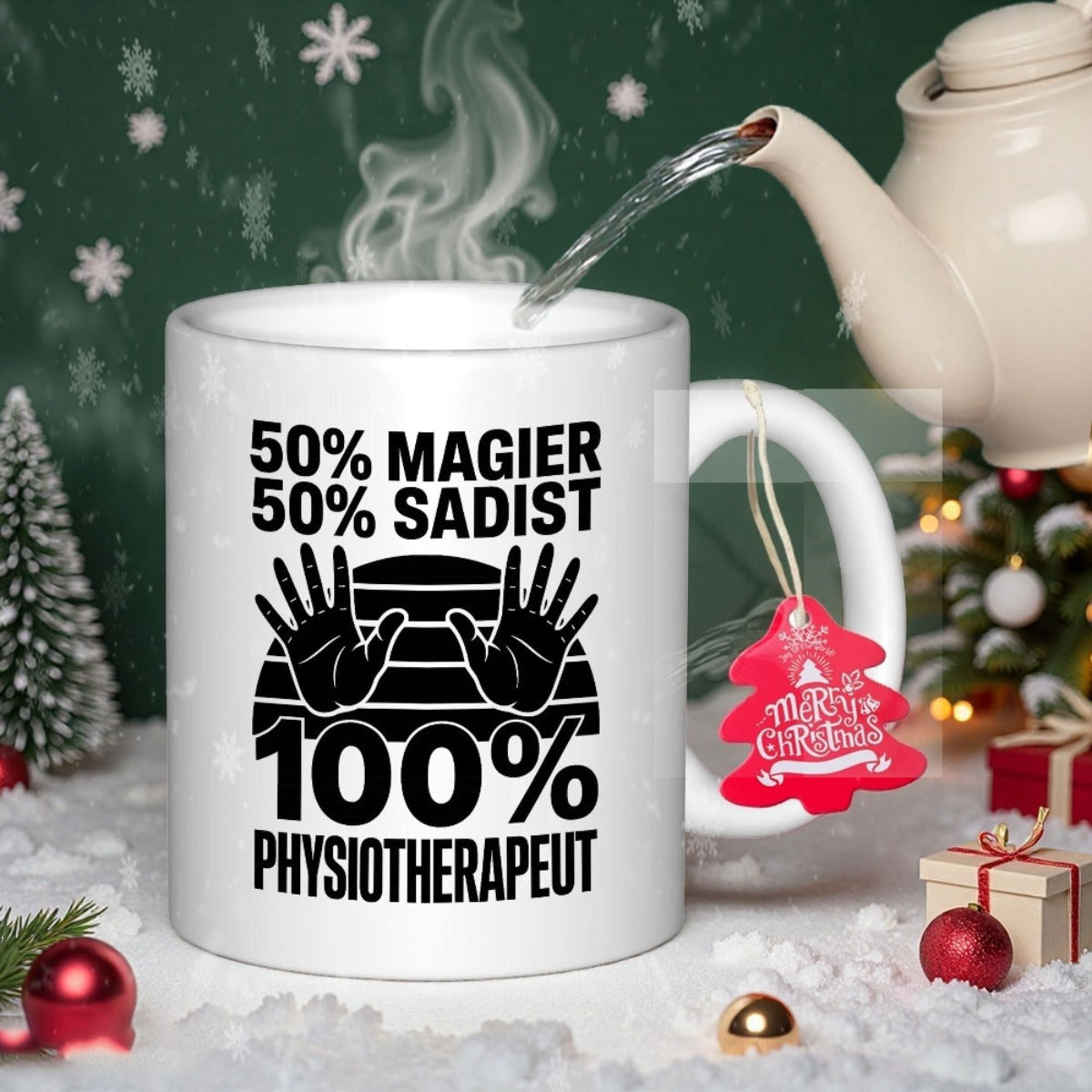 Tailorly White Ceramic 11 oz Mug - Bold Black Silhouettes Of Open Human Hands On Striped Circular Background Hands
