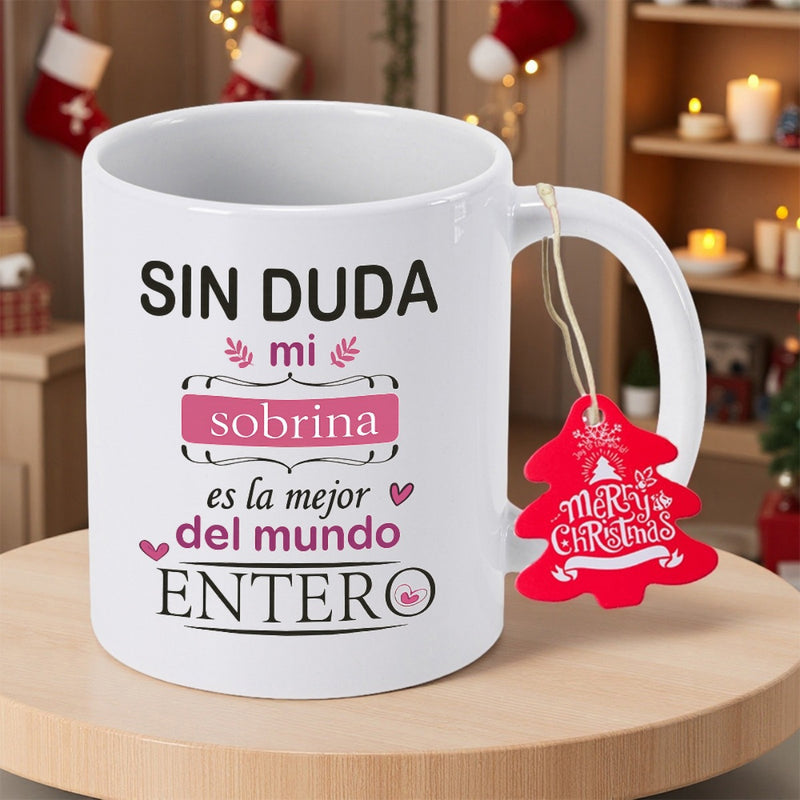 Tailorly White Ceramic 11 oz Mug - Merry Christmas Minimalist White Ceramic Design With Festive Decorative Typography And Heart Accents Mug