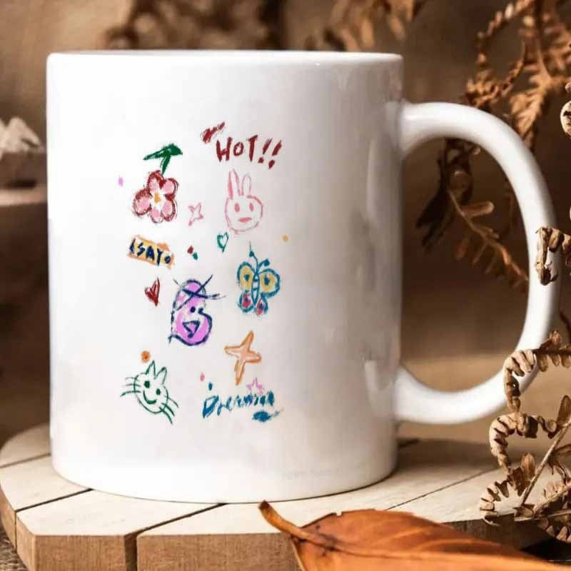 Tailorly White Ceramic 11 oz Mug - Hot Dreaming Whimsical Hand Drawn Colorful Doodles Featuring Small Animals And Flowers Mug