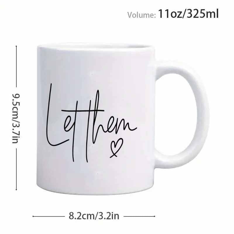 Tailorly White Ceramic 11 oz Mug - Let Them Elegant Minimalist Script Featuring A Small Hand Drawn Black Heart Heart