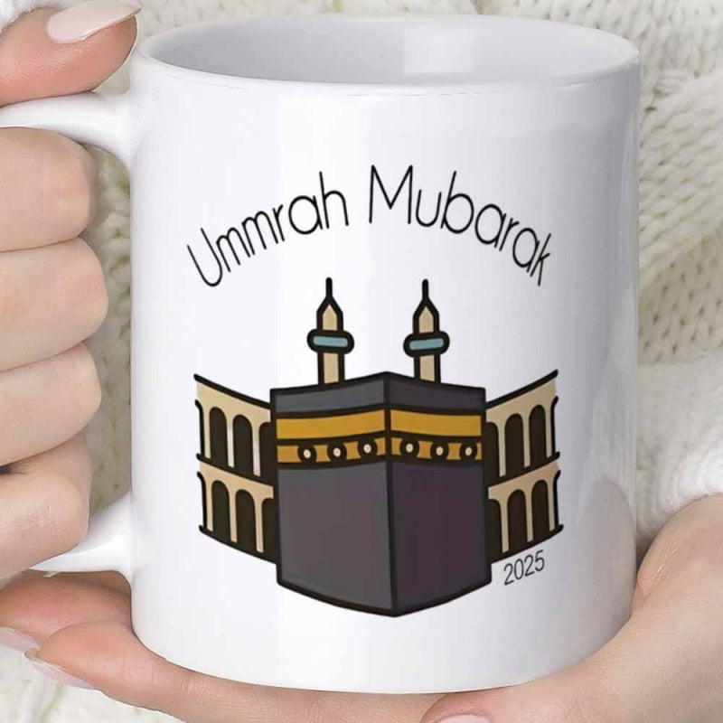 Tailorly White Ceramic 11 oz Mug - Umrah Mubarak Sacred Religious Architecture Of The Holy Site Featuring The Kaaba