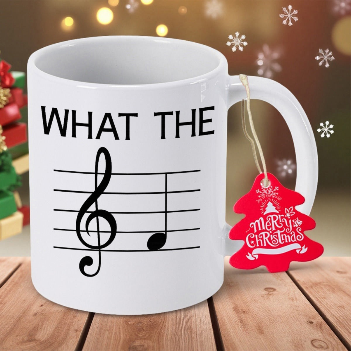 Tailorly White Ceramic 11 oz Mug - What The Classic Musical Notation Staff Featuring Black Treble Clef And Single Note