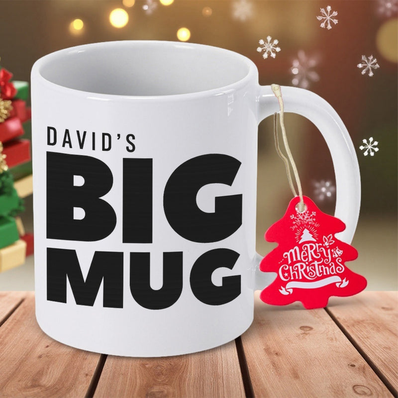 Tailorly White Ceramic 11 oz Mug - Davids Big Mug Merry Christmas Classic White Ceramic Vessel With Bold Black Typography Mug
