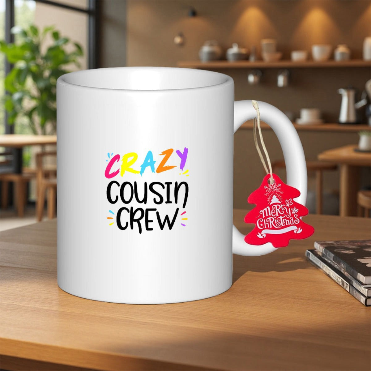 Tailorly White Ceramic 11 oz Mug - Crazy Cousin Crew Colorful Playful Typography Featuring Script Elements On A Minimalist White Surface Mug