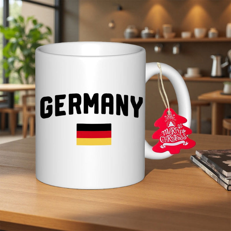 Tailorly White Ceramic 11 oz Mug - Germany Bold Horizontal Black Red Yellow Stripes Decorating A National Flag