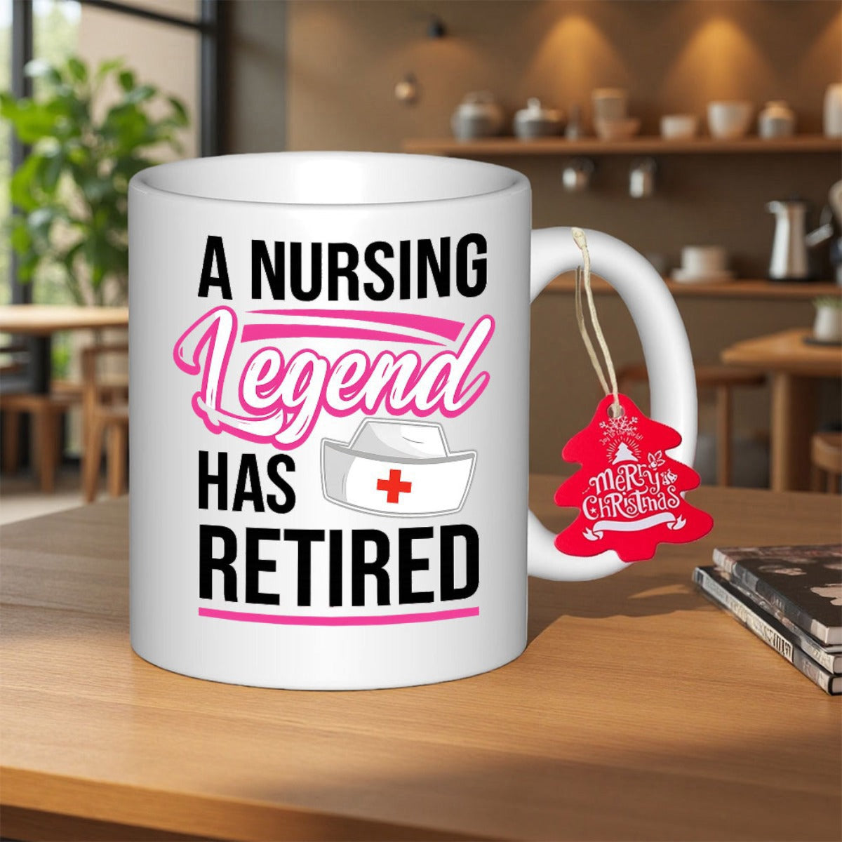 Tailorly White Ceramic 11 oz Mug - A Nursing Legend Has Retired Classic White Medical Cap Featuring A Small Red Cross Icon Nurse Cap
