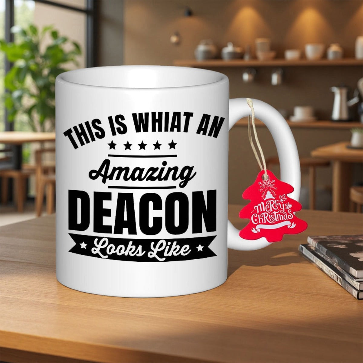 Tailorly White Ceramic 11 oz Mug - This Is Whiat An Amazing Deacon Looks Like Minimalist Ceramic White Cup Featuring Bold Black Typographic Text Slogan Mug