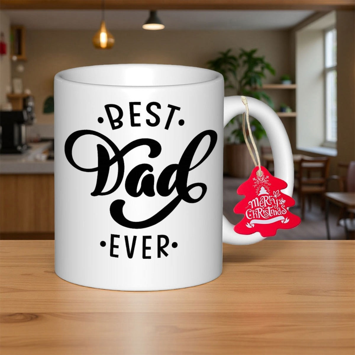 Tailorly White Ceramic 11 oz Mug - Best Dad Ever Bold Calligraphic Typography Printed On Classic