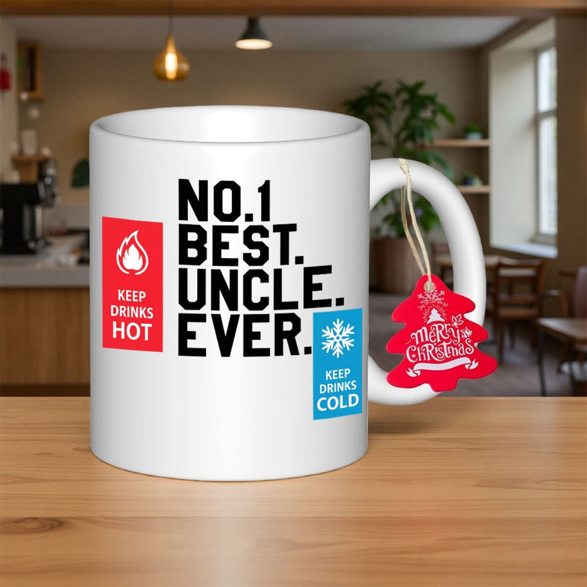 Tailorly White Ceramic 11 oz Mug - No 1 Best Uncle Ever Keep Drinks Hot Keep Drinks Cold Sleek Featuring Red Hot And Blue Cold Icons Mug