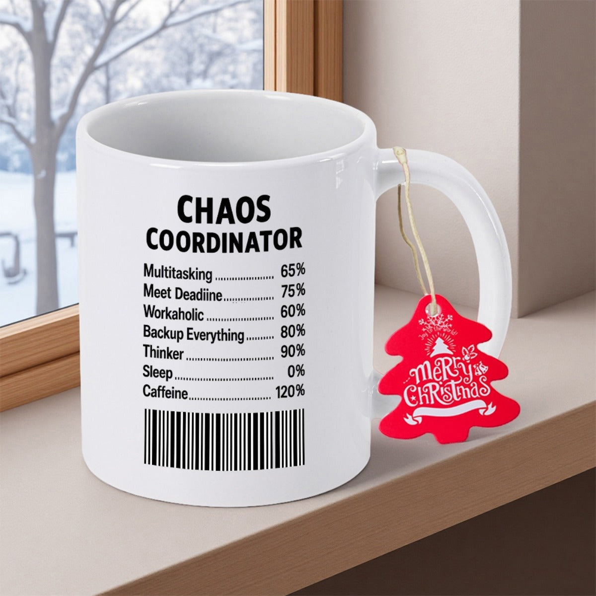 Tailorly White Ceramic 11 oz Mug - Chaos Coordinator Minimalist Bold Typography Set Against A Smooth Mug