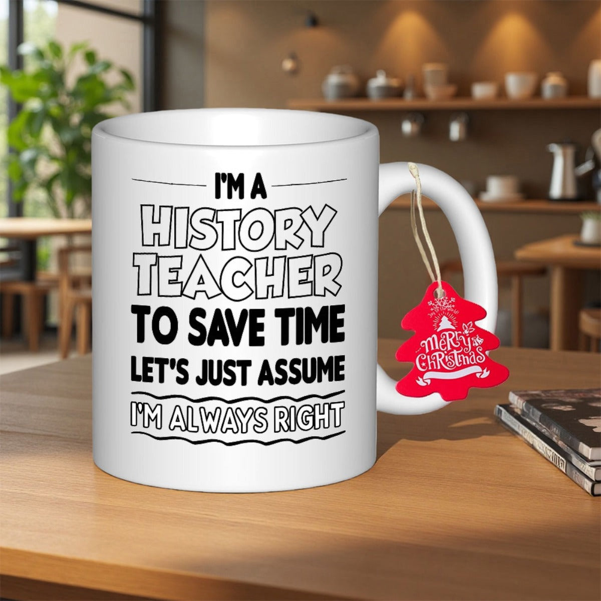 Tailorly White Ceramic 11 oz Mug - Im A History Teacher To Save Time Lets Just Assume Im Always Right Classic White Ceramic With Clean Lines And Typography Mug
