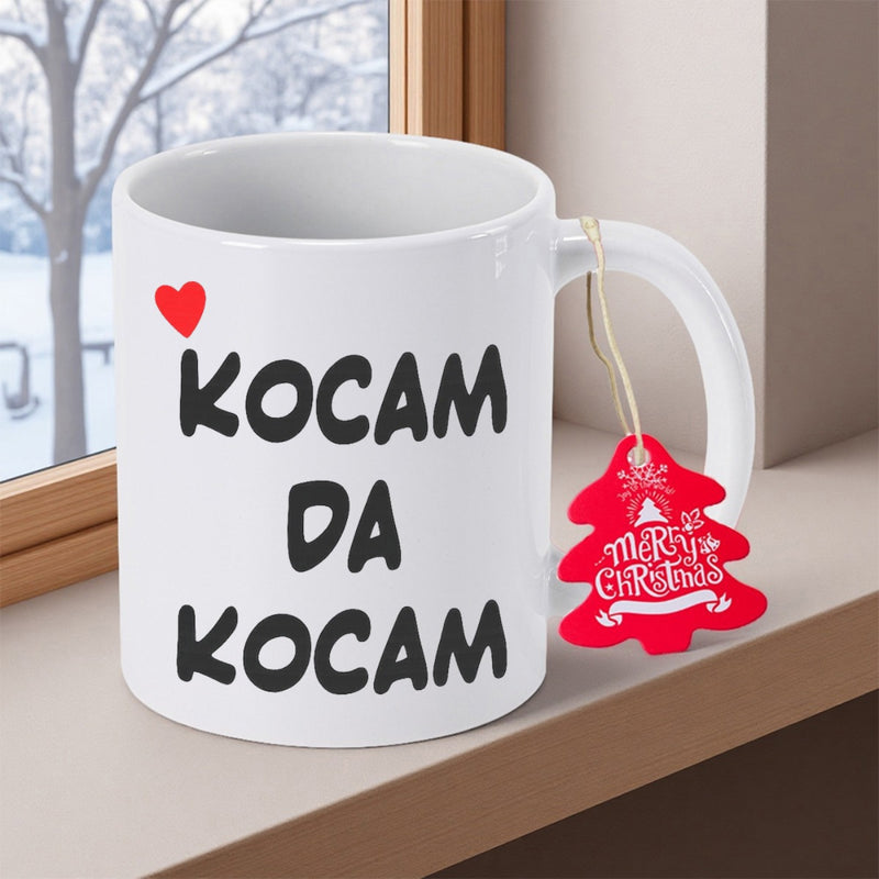 Tailorly White Ceramic 11 oz Mug - Elegant White Ceramic Featuring Small Red Heart And Bold Decorative Script Mug