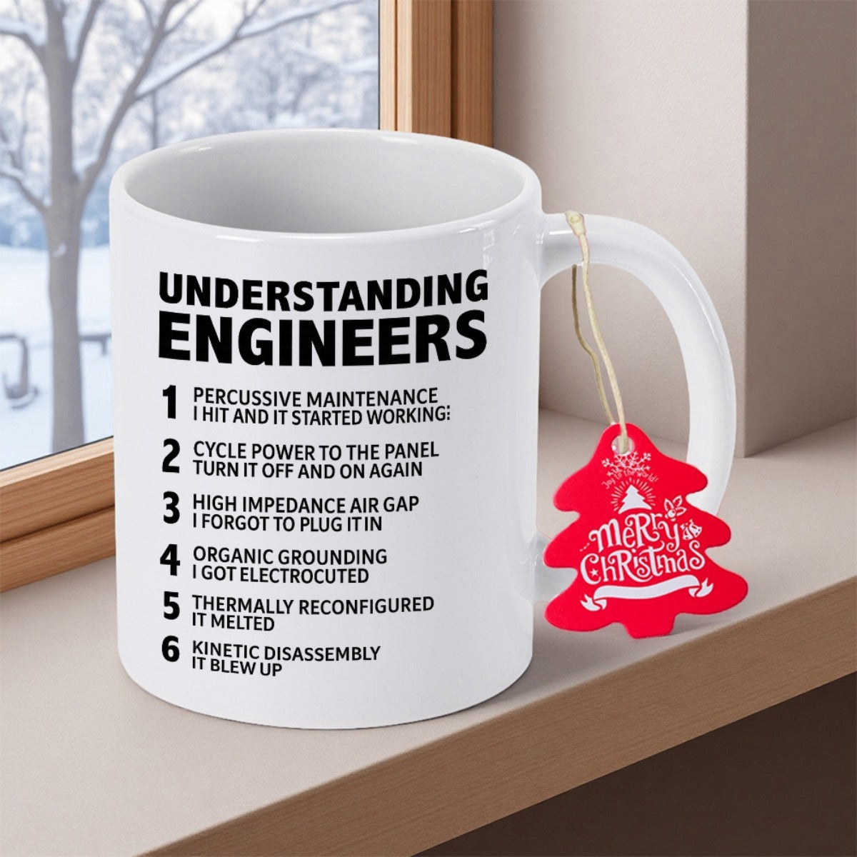 Tailorly White Ceramic 11 oz Mug - Understanding Engineers White Ceramic Material With Black Bold Typography For Professional Office Atmosphere Mug
