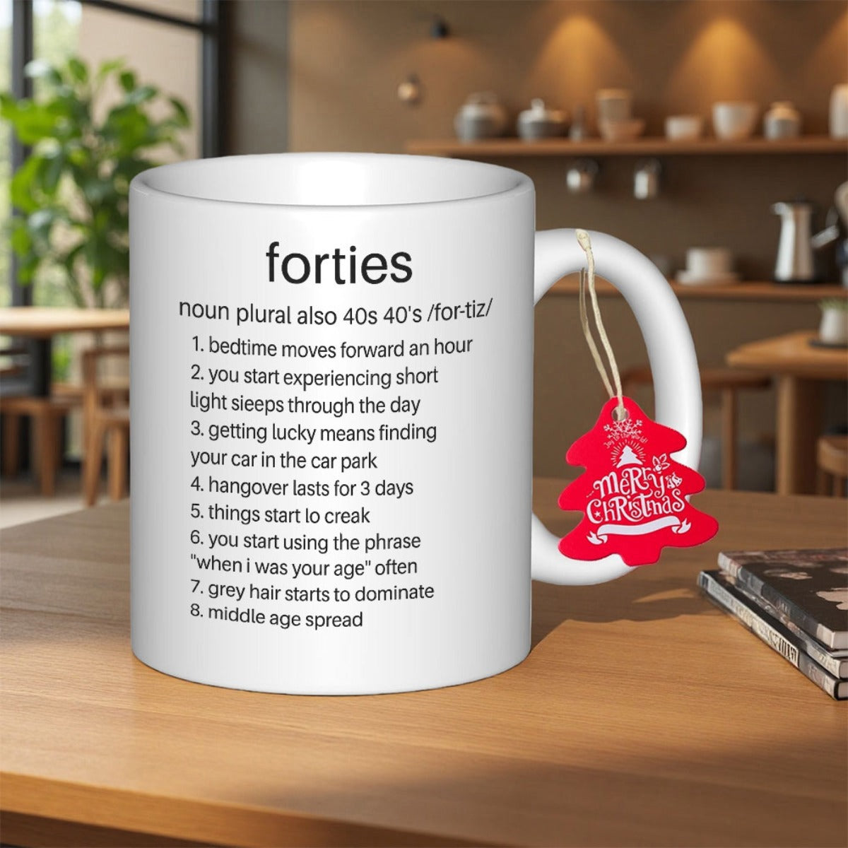 Tailorly White Ceramic 11 oz Mug - Forties Clean White Ceramic Finish With Centered Black Text Dictionary Style Mug