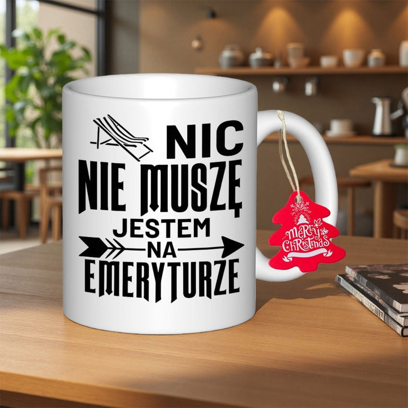 Tailorly White Ceramic 11 oz Mug - Merry Christmas Classic White Ceramic Cup With A Festive Red Hanging Tag Mug
