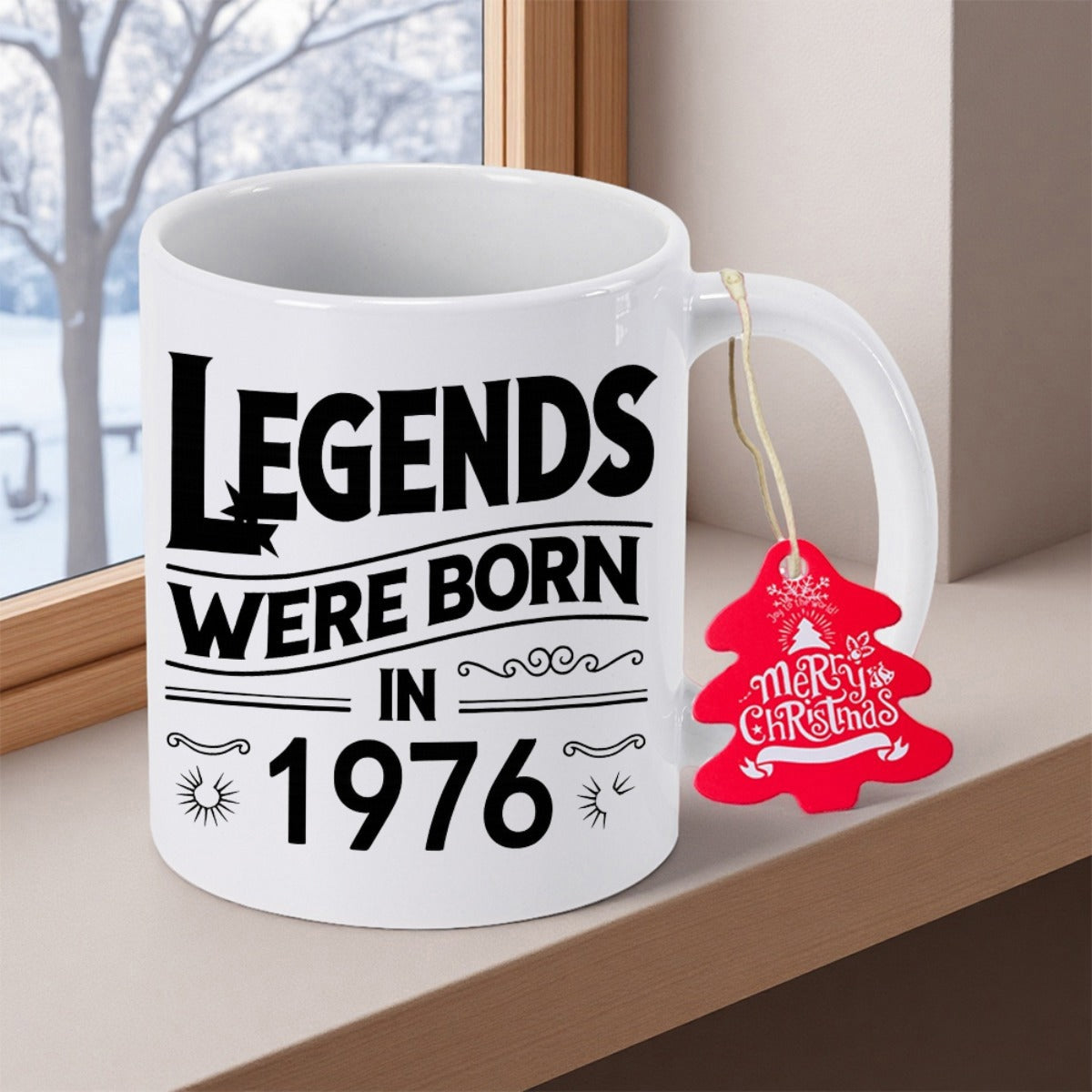 Tailorly White Ceramic 11 oz Mug - Legends Were Born In 1976 Minimalist White Ceramic With Bold Vintage Typography Mug