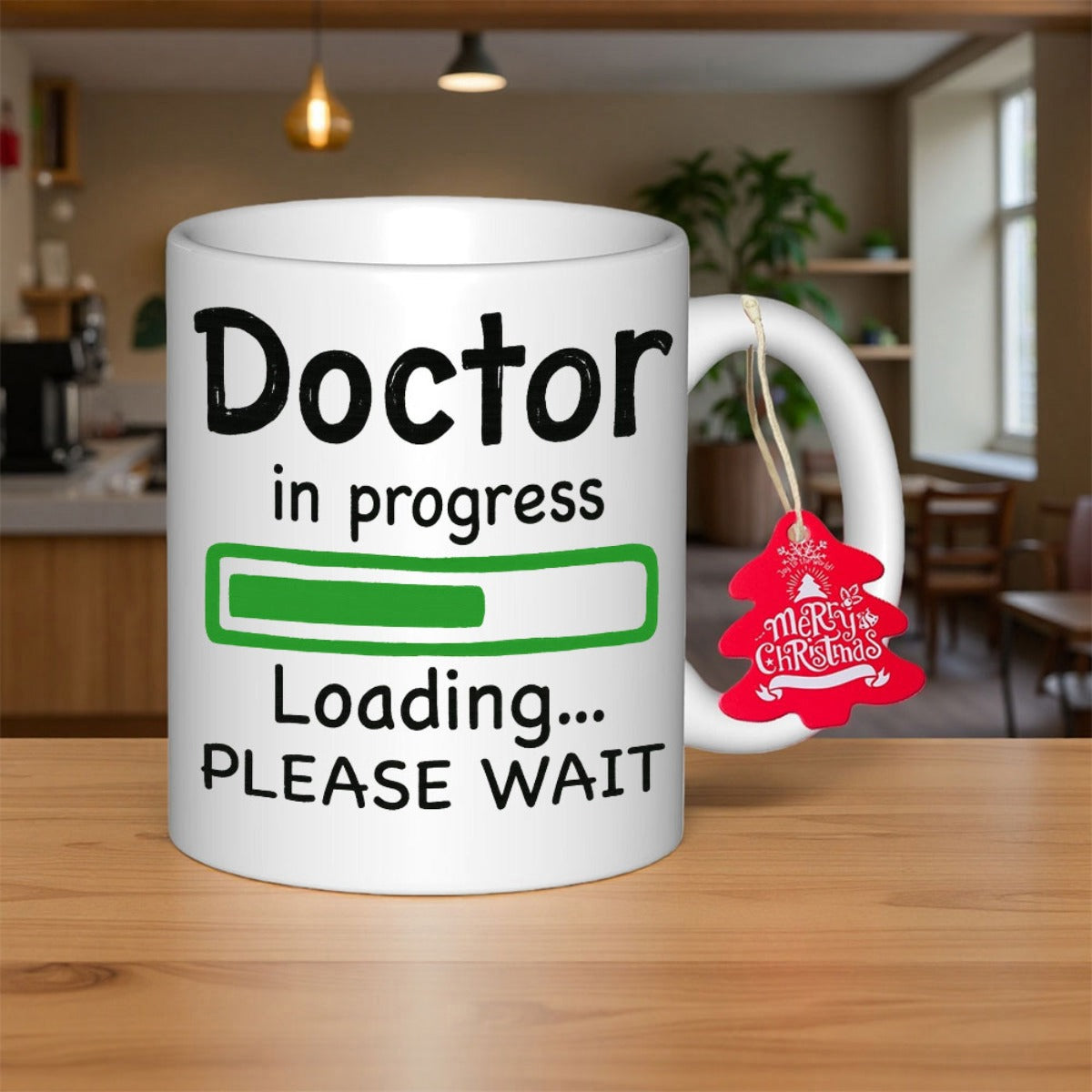 Tailorly White Ceramic 11 oz Mug - Doctor In Progress Loading Please Wait Clean With A Bold Green Progress Bar Mug