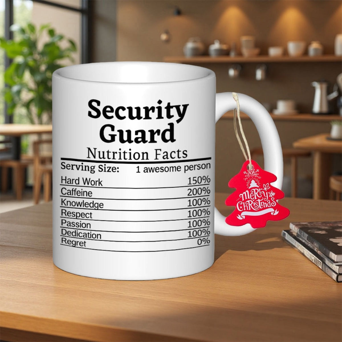 Tailorly White Ceramic 11 oz Mug - Security Guard Nutrition Facts Minimalist White Ceramic Vessel With Bold Typography Layout Drinkware Mug