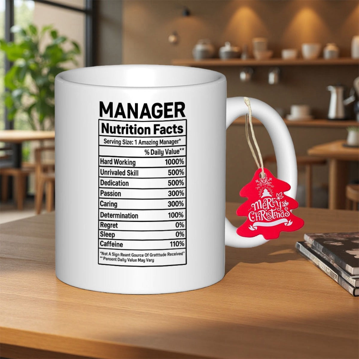 Tailorly White Ceramic 11 oz Mug - Manager Nutrition Facts Minimalist White Ceramic With Bold Black Text Displaying Nutritional Values Layout Mug