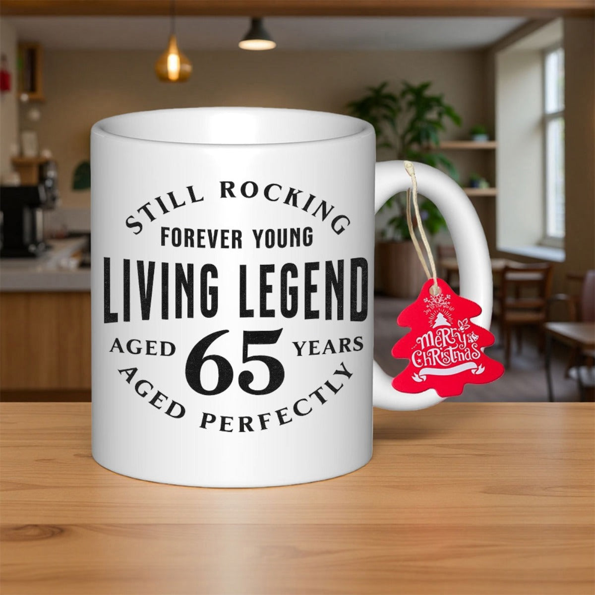 Tailorly White Ceramic 11 oz Mug - Still Rocking Forever Young Living Legend Aged 65 Years Aged Perfectly Minimalist With Clean Black Vintage Styled Typography Mug
