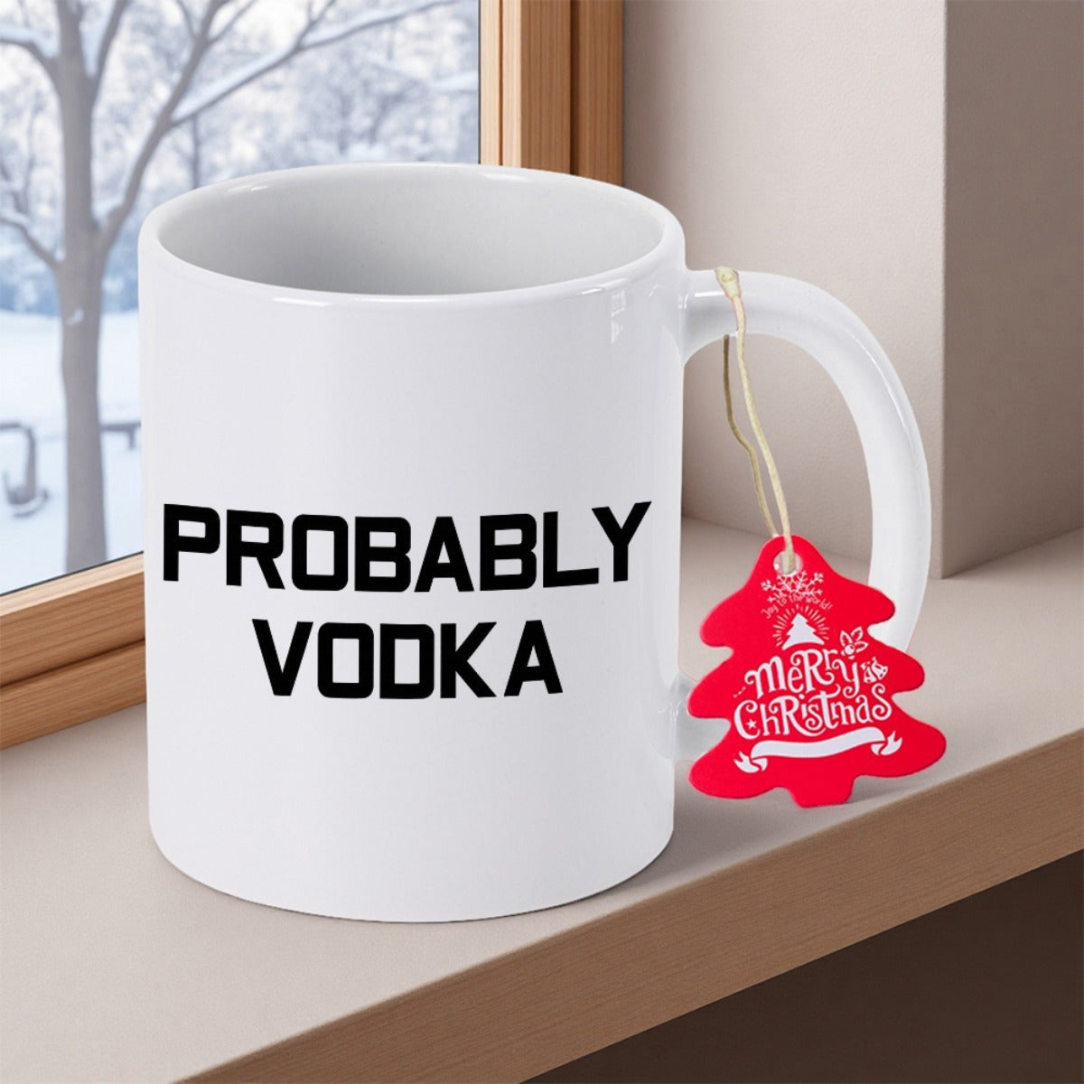 Tailorly White Ceramic 11 oz Mug - Probably Vodka Minimalist White Ceramic Kitchenware Featuring Bold Black Humorous Statement Lettering Mug