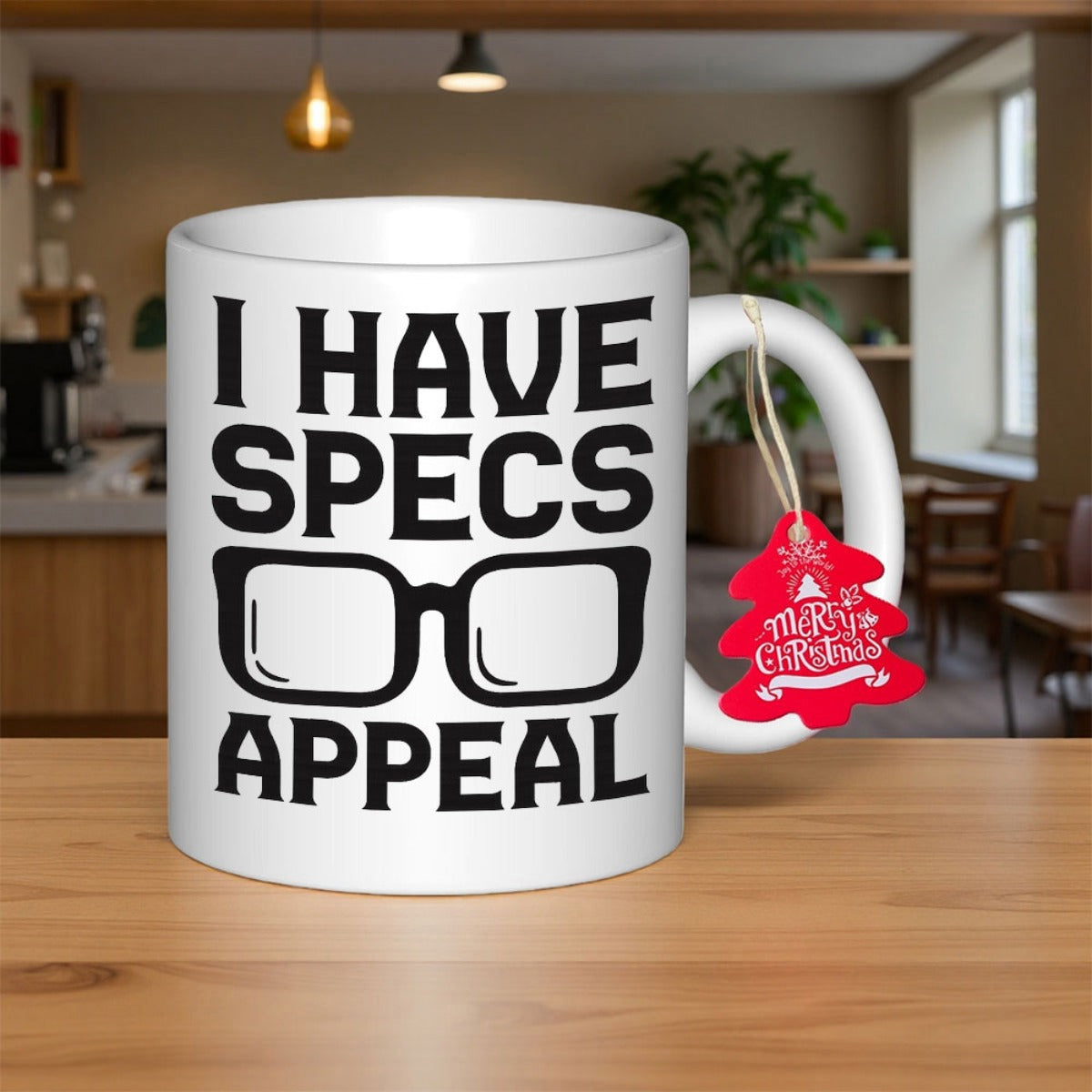 Tailorly White Ceramic 11 oz Mug - I Have Specs Appeal Bold Black Frame Minimalist Design With Witty Text Eyeglasses