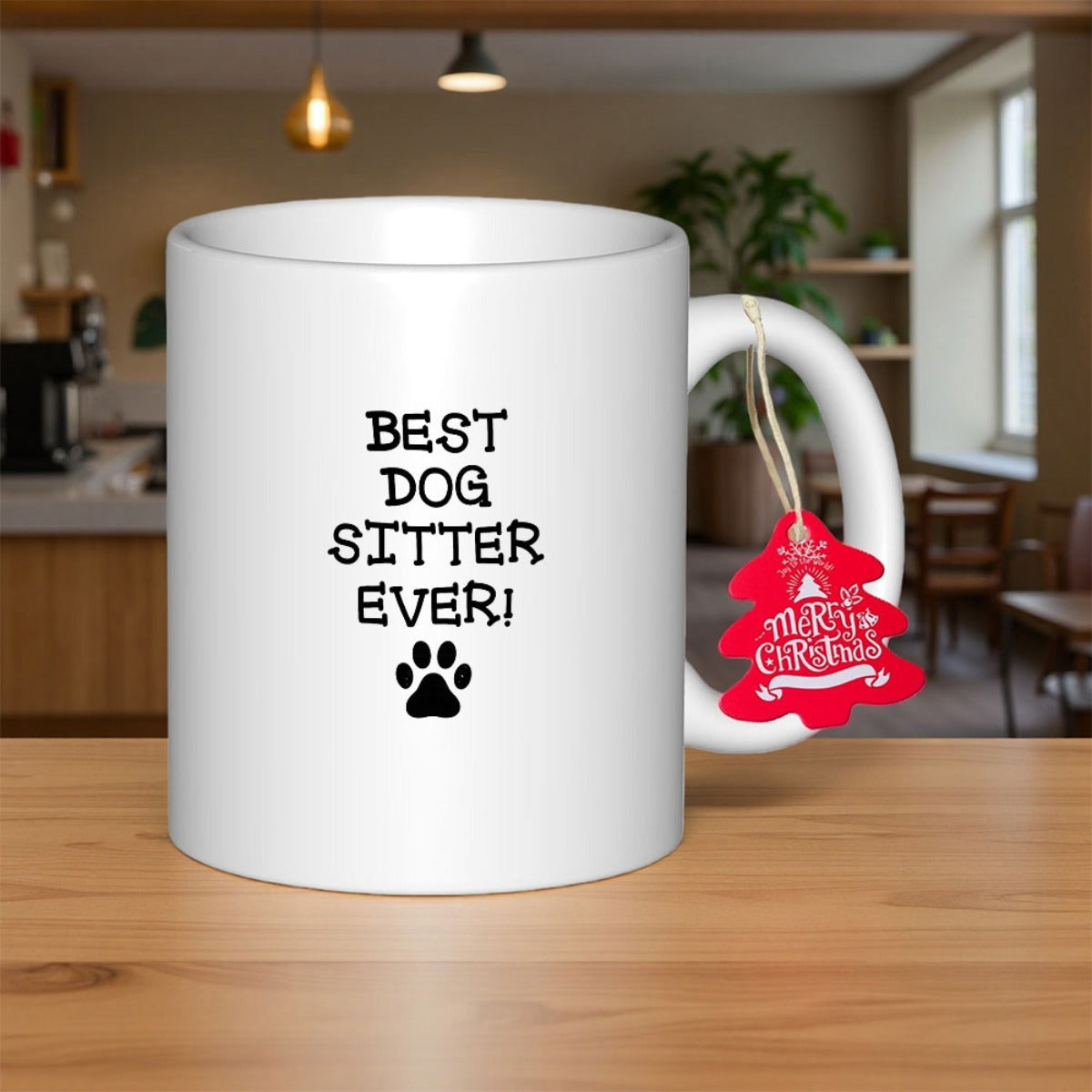 Tailorly White Ceramic 11 oz Mug - Best Dog Sitter Ever Elegant Featuring A Charming Minimalist Black Paw Print Mug