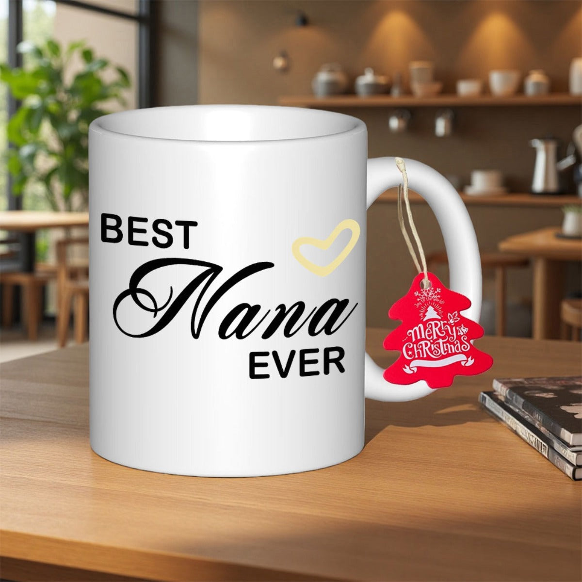 Tailorly White Ceramic 11 oz Mug - Best Nana Ever Simple Elegant Script Design Featuring Small Gold Heart Mug