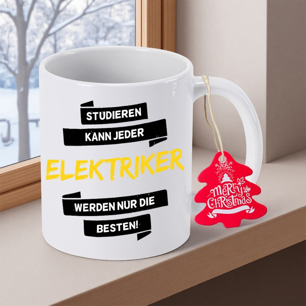 Tailorly White Ceramic 11 oz Mug - Modern Professional Slogan Featuring Stylized Black Ribbons And Bold Yellow Text Mug