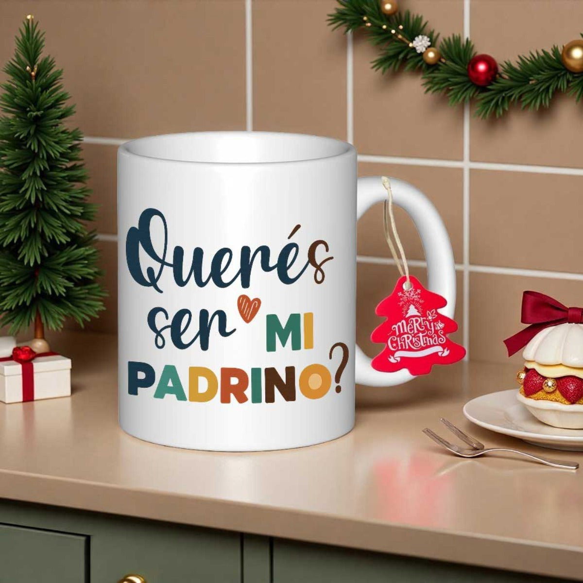 Tailorly White Ceramic 11 oz Mug - Minimalist Modern Design Featuring Vibrant Multicolored Block Letters With A Small Heart Mug
