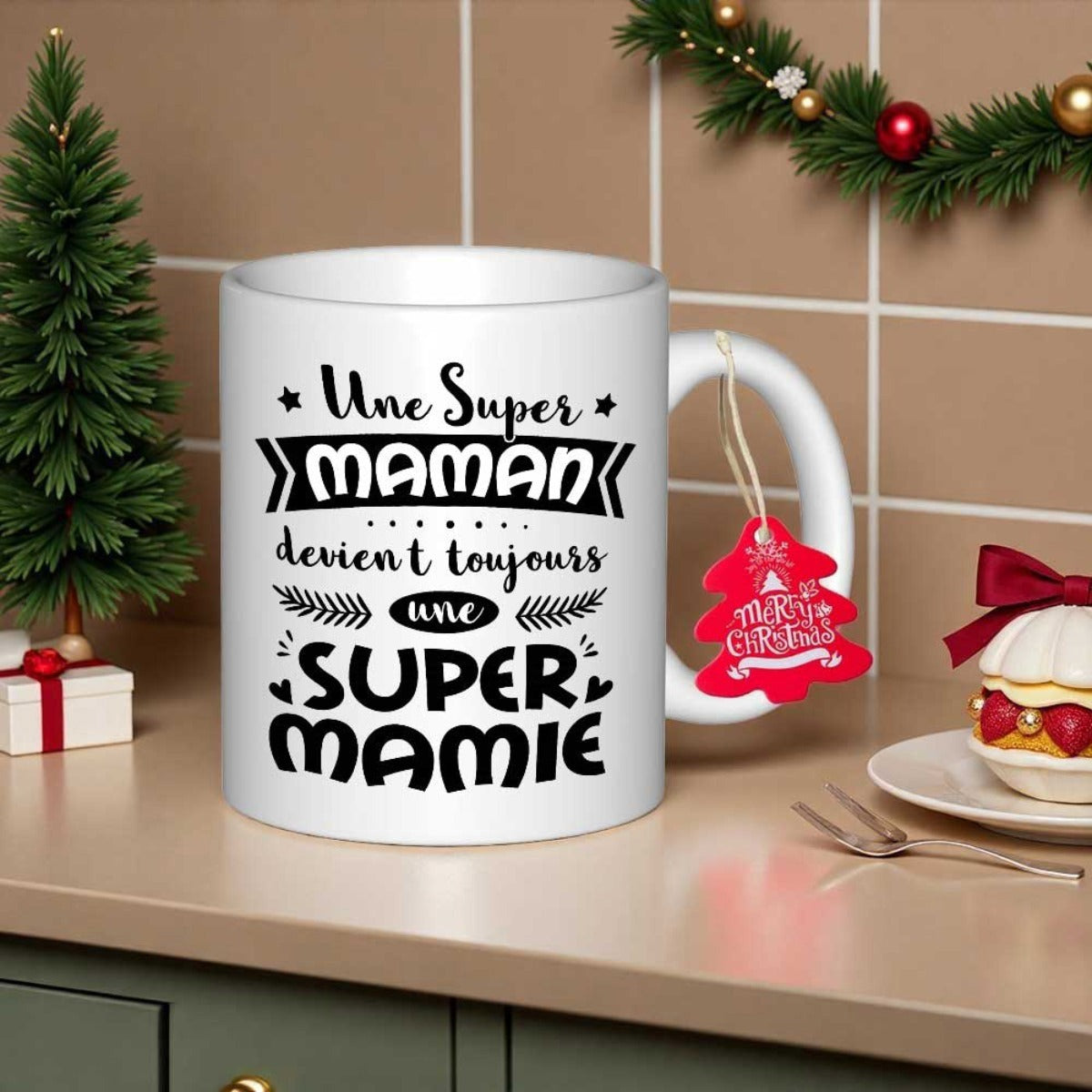 Tailorly White Ceramic 11 oz Mug - Ceramic Coffee Cup Featuring Elegant Black Typographic Heart Decoration Mug