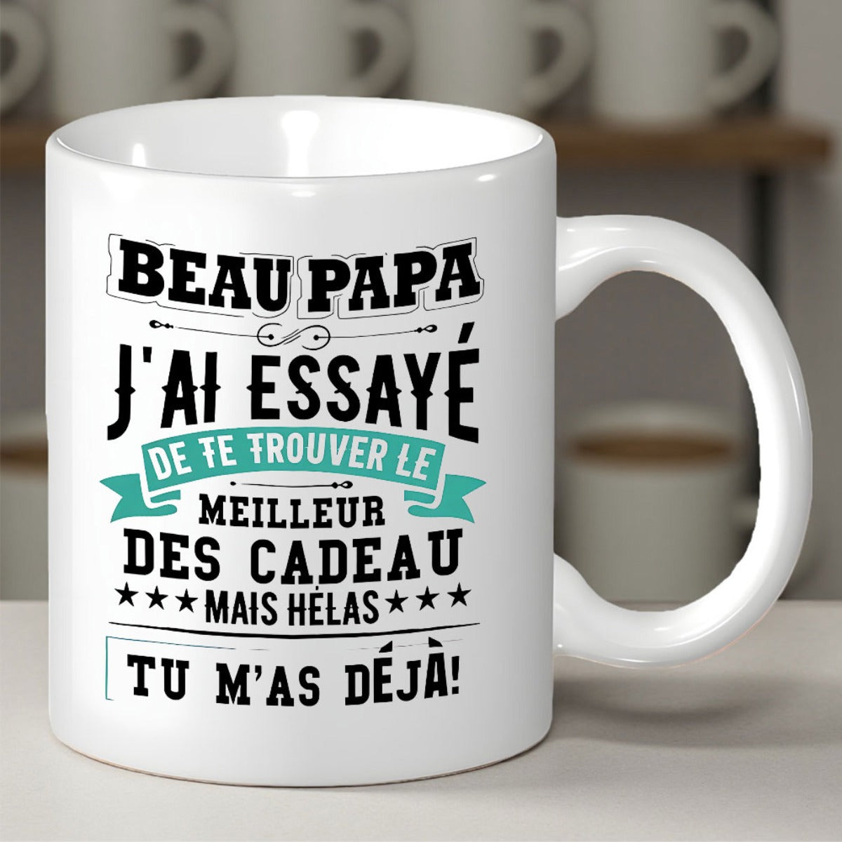 Tailorly White Ceramic 11 oz Mug - Stylized Decorative Typography With Stars And Banners For Gift Decoration Lettering